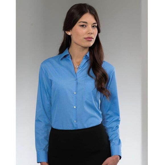 Russell Collection Womens/Ladies Long Sleeve Fitted Office/Formal Poplin Shirt / - Picture 3 of 5
